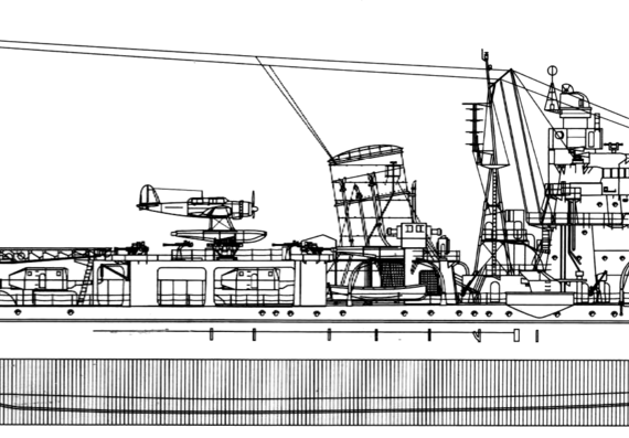 Cruiser IJN Sakawa 1944 [Light Cruiser] - drawings, dimensions, pictures